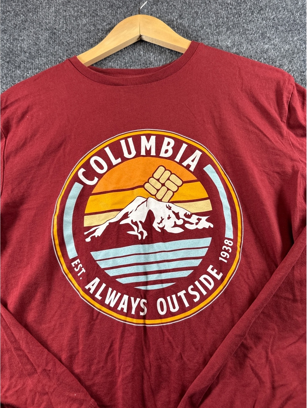 Columbia Always Outside Long Sleeve Shirt Mens XL Red Graphic Outdoor Hiking